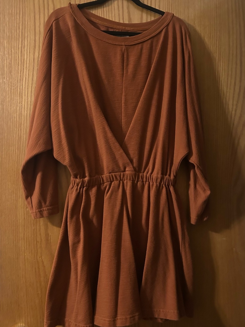 Free People Rust Orange Women's scoop-neck Waist-Defined Dress